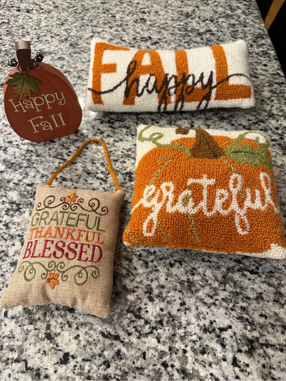 Fall decorations with pumpkin and small pillows